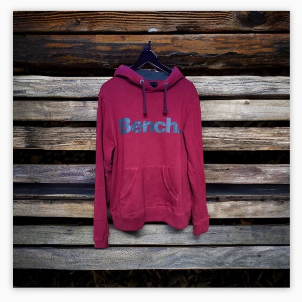 Bench logo hoody -Berry -Grey- Contrast detail -Logp patch -Sz L- VGUC​​ - Picture 3 of 5